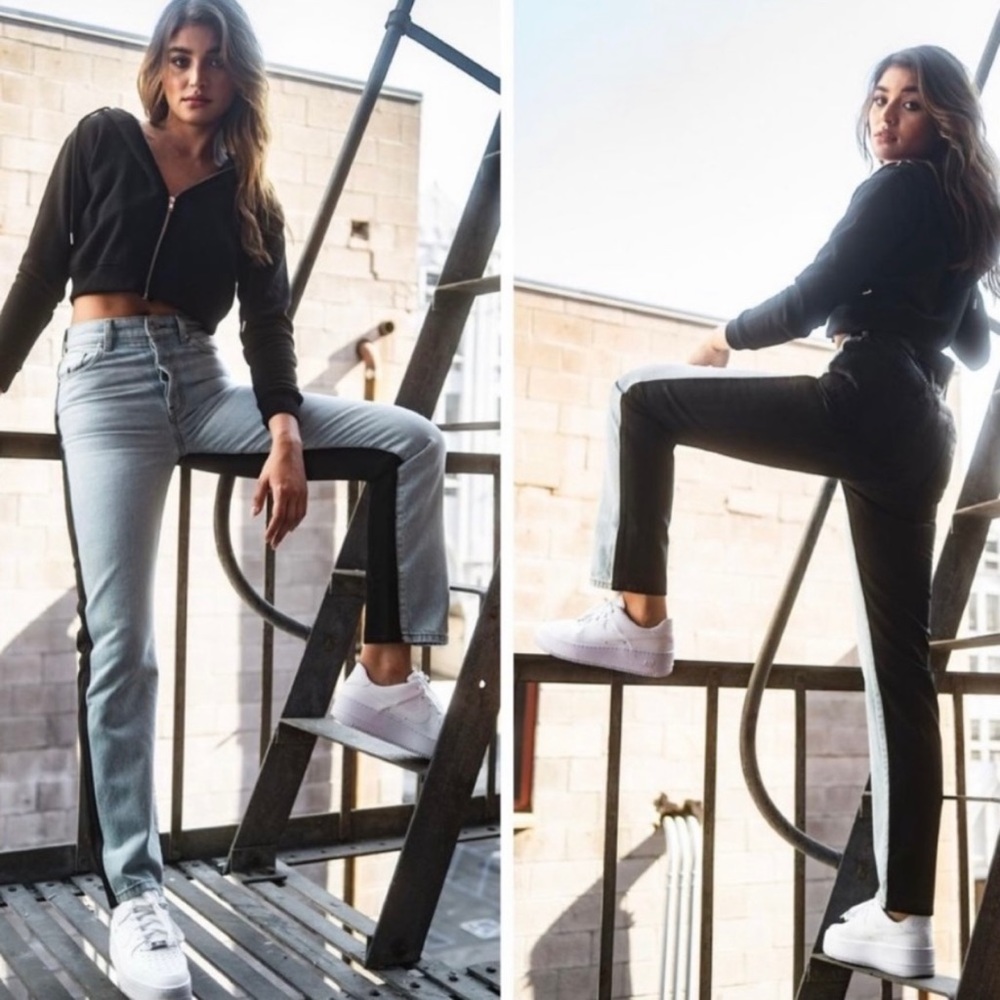 Revice ex boyfriend coated two tone jeans